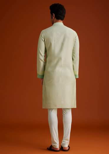 Pista Green Kurta Set In Contemporary Design