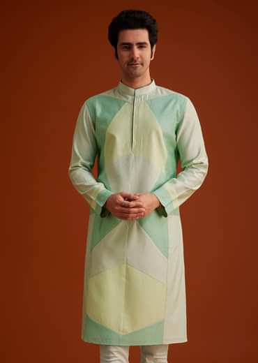 Pista Green Kurta Set In Contemporary Design