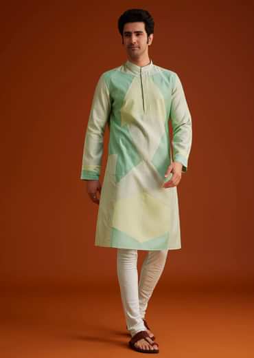 Pista Green Kurta Set In Contemporary Design