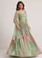 Pista Green Mirror And Zari Embroidered Lehenga Set