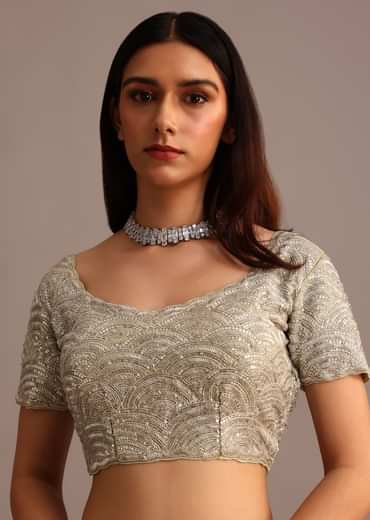 Pista Green Pre Draped Saree With Embroidered Blouse And Belt