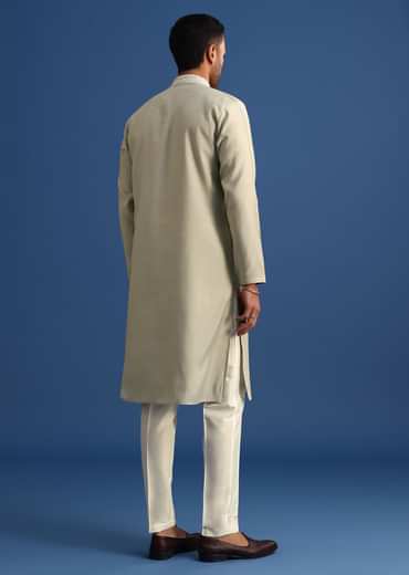 Pista Green Silk Hand Embroidered Kurta Set