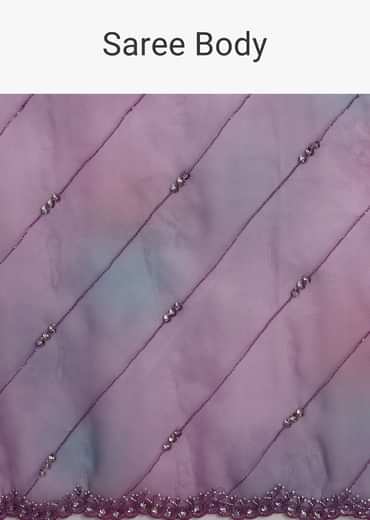 Plum Purple Shaded Organza Saree With Cutdana And Sequin Embroidery