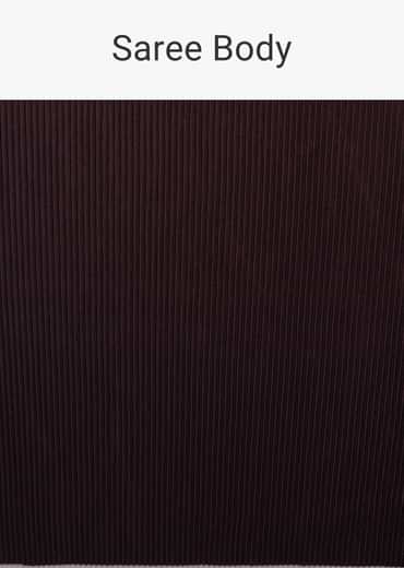 Plum Saree With Moti And Cut Dana Fringes Detailing On The Pallu And A Spaghetti Straps Crop Top With An Embroidered Belt In Fringes