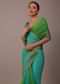 Poison Green Woven Ombre Saree In Organza