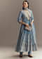 Powder Blue Chanderi Printed Anarkali Suit With Resham Work
