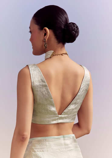 Powder Blue Chanderi Silk Woven Saree With Zari Work