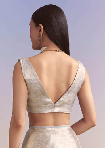 Powder Blue Chanderi Silk Woven Saree With Zari Embroidery