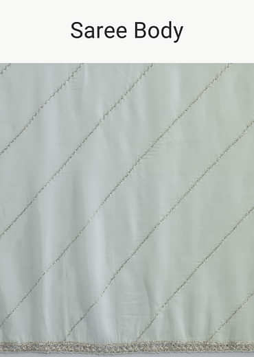 Powder Blue Organza Saree With Heavy Hand Embroidery