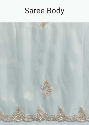 Powder Blue Tissue Saree With Cutdana Embroidery
