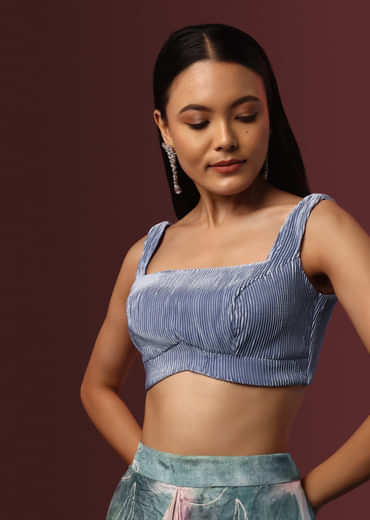 Powder Blue Pleated Blouse