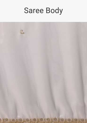 Powder Green Foil Saree In Tissue With Cut Dana Embroidered Borders