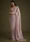 Powder Lavender Tissue Saree With Floral Embroidery