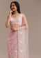 Powder Pink Net Saree Embroidered With Beads And Sequins