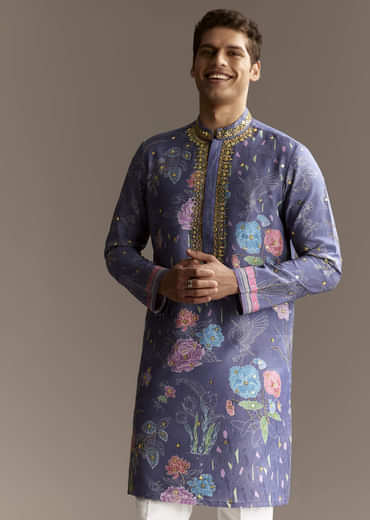 Purple Art Silk Kurta Set