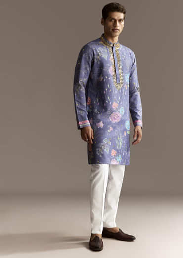 Purple Art Silk Kurta Set