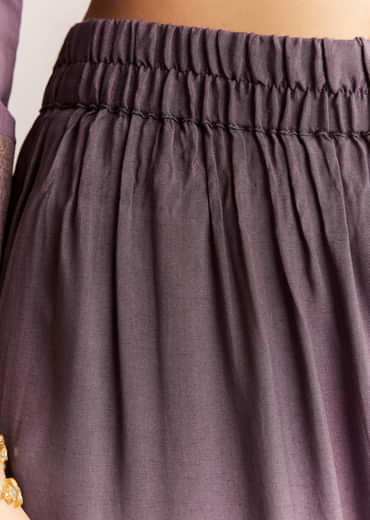 Purple Banarasi Georgette Kurta Set With Zardosi And Cutdana Work