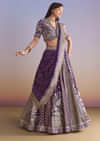 Purple Brocade Silk Bridesmaid Lehenga With Zardosi Work