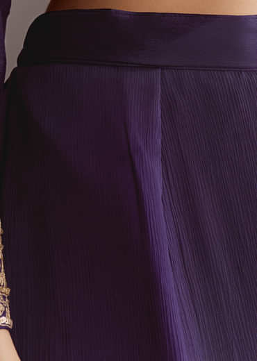 Purple Chinon Anarkali Dupatta Suit With Sequin Work