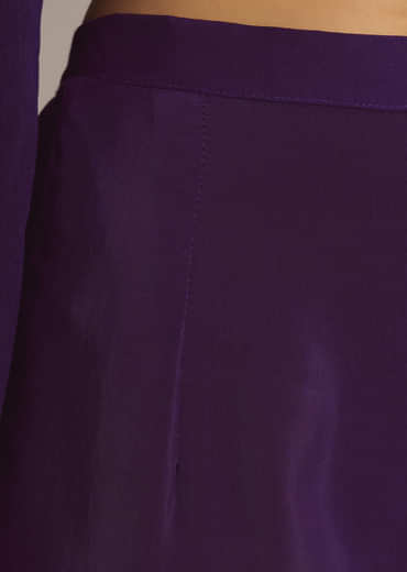 Purple Chinon Anarkali Suit With Zari Work