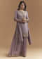 Purple Chinon Palazzo Suit With Moti And Cutdana Embroidery