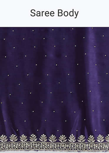 Purple Chinon Saree With Cutdana And Stone Embroidery
