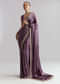 Purple Chinon Saree With Heavy Hand Embroidery