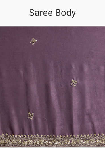 Purple Chinon Saree With Heavy Hand Embroidery