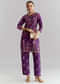 Purple Crepe Printed Co Ord Set With Sequins And Beads Work