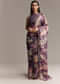 Purple Crush Tissue Saree With Floral Print And Embroidered Border