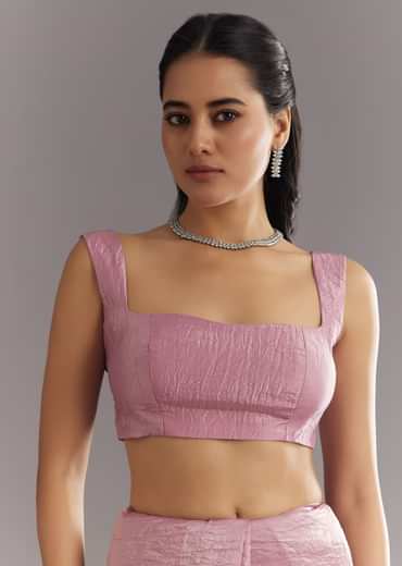 Purple Crushed Tissue Saree With Stone Embellishment And Embroidered Border