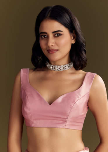 Purple Glass Tissue Saree With Cutdana And Beads Scallop Border