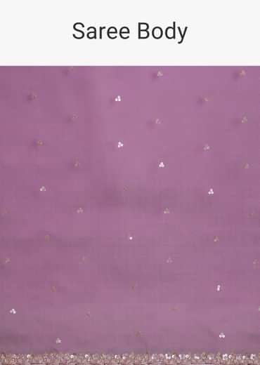 Purple Glass Tissue Saree With Cutdana And Sequins Scallop Border
