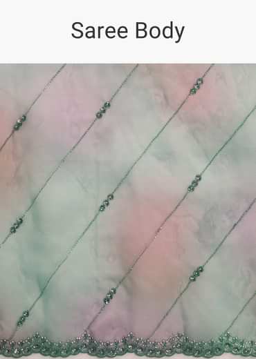 Purple Green Shaded Organza Saree With Cutdana Sequin Embroidery