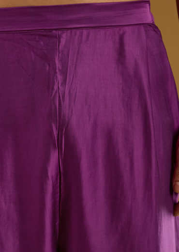 Purple Jacquard Kurta Set For Men With Handwoven Work