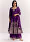 Purple Jacquard Silk Anarkali Dupatta Suit With Traditional Weave