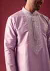 Purple Kurta Set In Silk with Sequin Work