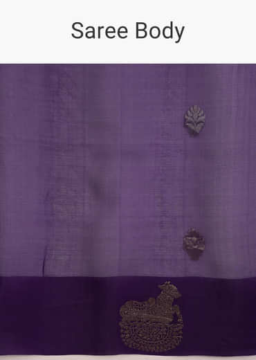 Purple Linen Woven Saree With Brocade And Zari Work