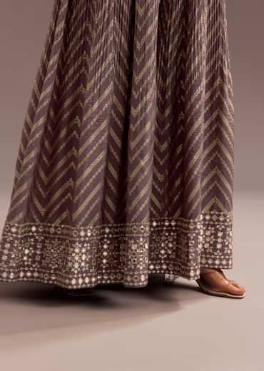 Purple Mirror Cutdana Work Halter Neck Jumpsuit