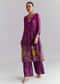 Purple Ombre Crepe Palazzo Suit With Floral Print