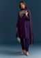 Purple Organza Kurta Set With Embroidery And Dupatta