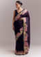 Purple Organza Silk Saree With Floral Resham Embroidery And Cutwork