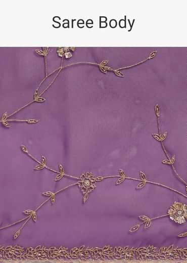 Purple Organza Tissue Saree With Sequins And Cutdana Jaal