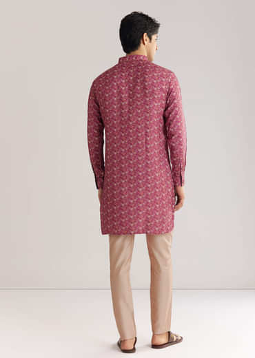 Purple Pashmina Zipper Kurta Pant Set