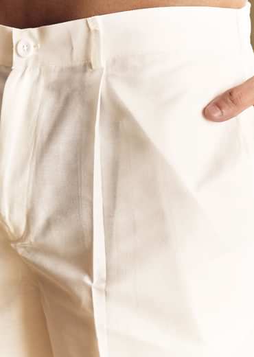 Purple Printed Linen Kurta Set With Mandarin Collar