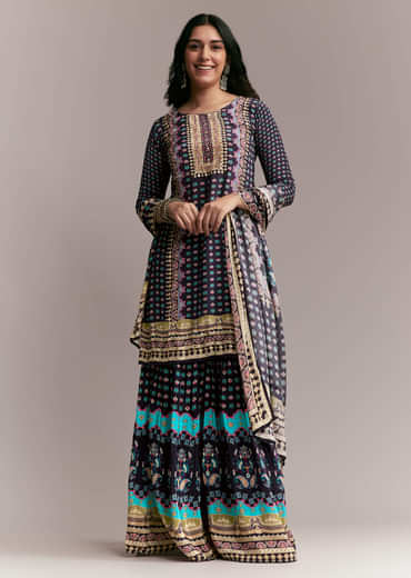 Purple Printed Sharara Set