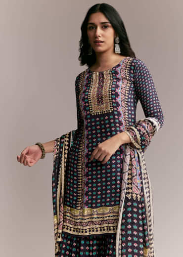 Purple Printed Sharara Set