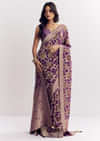 Purple Shaded Georgette Saree With Zari Jaal Work