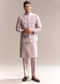 Purple Silk Kurta Jacket Set For Men With Mirror Embroidery