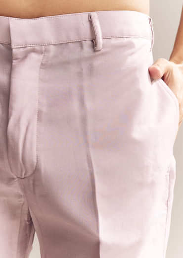 Purple Silk Kurta Jacket Set For Men With Mirror Embroidery